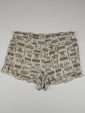 Star Wars Grogu Baby Yoda Wanted Sleep Shorts Rayon Lounge Pajama Shorts Size L